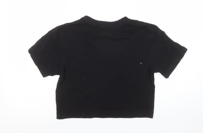 Womens UK Size 8 Jack Wills Black Cropped T-Shirt