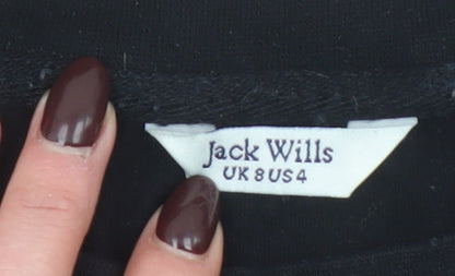 Womens UK Size 8 Jack Wills Black Cropped T-Shirt