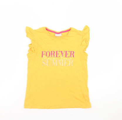 Girls UK Size 9 Years Matalan Yellow Basic T-Shirt