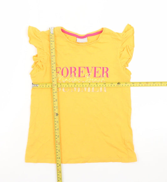 Girls UK Size 9 Years Matalan Yellow Basic T-Shirt
