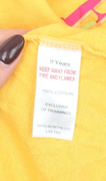 Girls UK Size 9 Years Matalan Yellow Basic T-Shirt