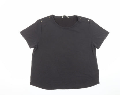 Womens UK Size L Oasis Black Basic T-Shirt