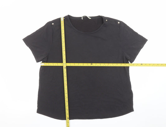 Womens UK Size L Oasis Black Basic T-Shirt