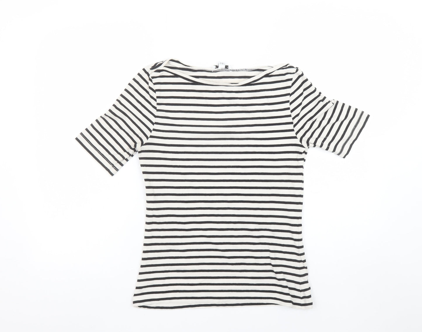 Womens UK Size 10 Warehouse Black Basic T-Shirt
