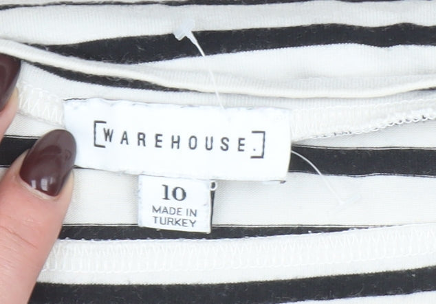 Womens UK Size 10 Warehouse Black Basic T-Shirt