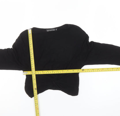 Womens UK Size 8 PRETTYLITTLETHING Black Cropped T-Shirt
