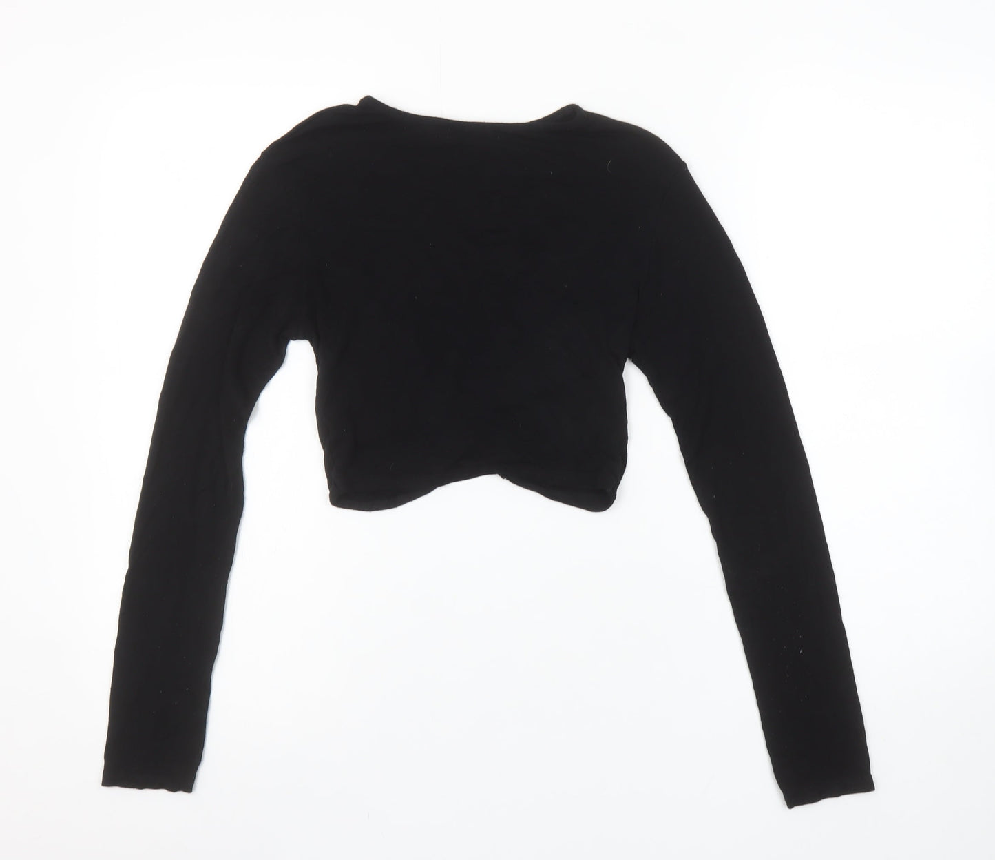 Womens UK Size 8 PRETTYLITTLETHING Black Cropped T-Shirt