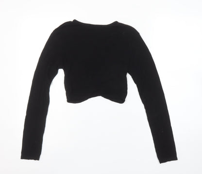 Womens UK Size 8 PRETTYLITTLETHING Black Cropped T-Shirt