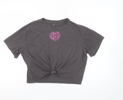 Girls UK Size 13-14 Years H&M Grey Cropped T-Shirt