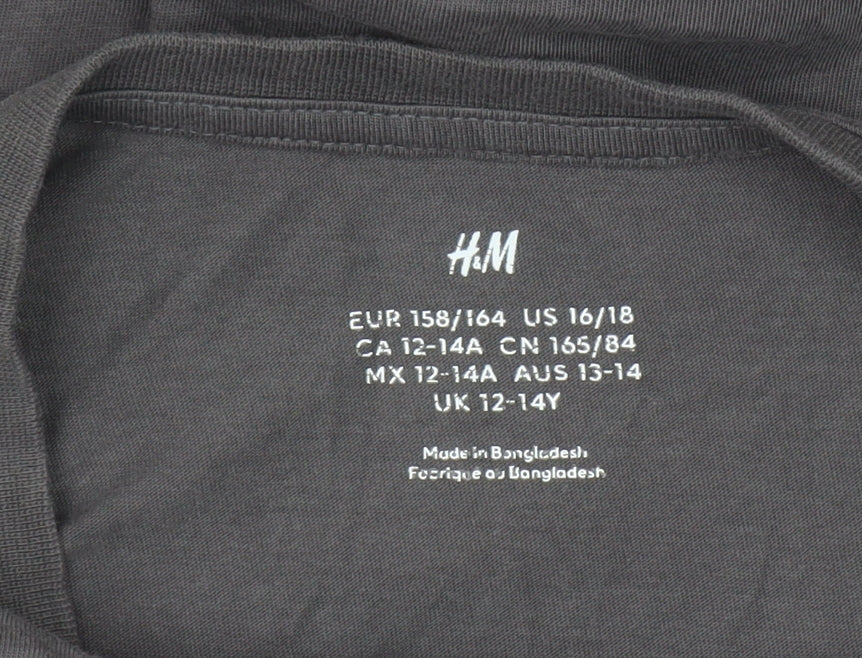Girls UK Size 13-14 Years H&M Grey Cropped T-Shirt