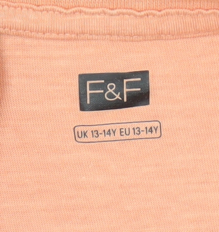 Boys UK Size 13-14 Years F&F Orange Basic T-Shirt
