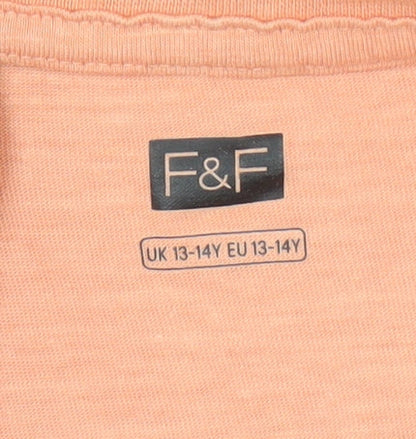Boys UK Size 13-14 Years F&F Orange Basic T-Shirt