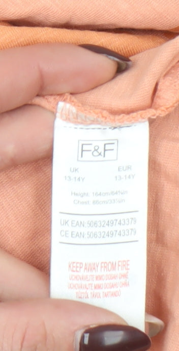 Boys UK Size 13-14 Years F&F Orange Basic T-Shirt