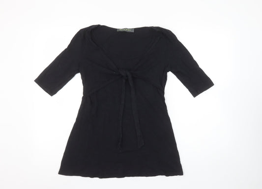Blooming Marvellous Women's Black Tunic Top Size 10 Cotton Scoop Neck 3/4 Sleeve