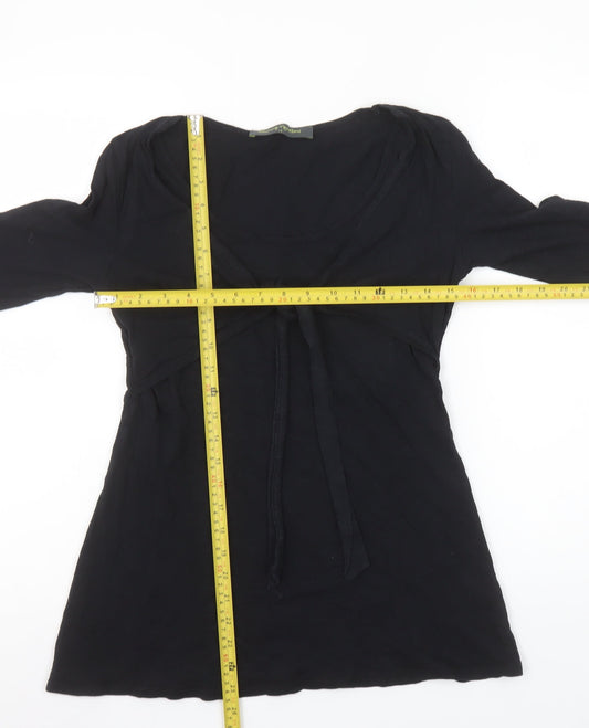 Blooming Marvellous Women's Black Tunic Top Size 10 Cotton Scoop Neck 3/4 Sleeve