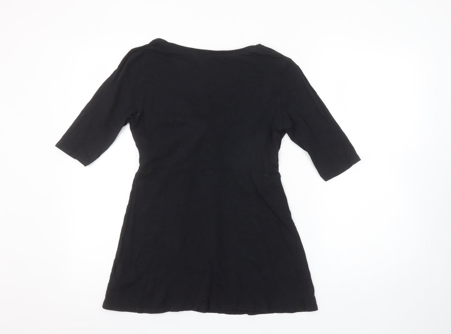 Blooming Marvellous Women's Black Tunic Top Size 10 Cotton Scoop Neck 3/4 Sleeve