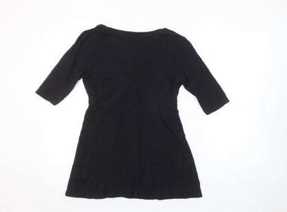 Blooming Marvellous Women's Black Tunic Top Size 10 Cotton Scoop Neck 3/4 Sleeve