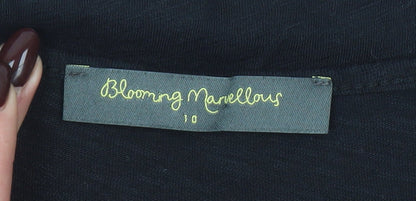 Blooming Marvellous Women's Black Tunic Top Size 10 Cotton Scoop Neck 3/4 Sleeve