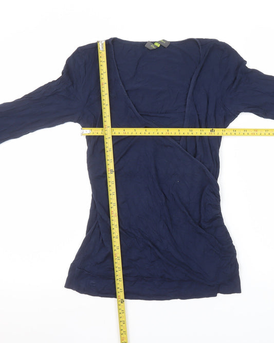 Womens UK Size 10 Blooming Marvellous Blue Wrap Blouse