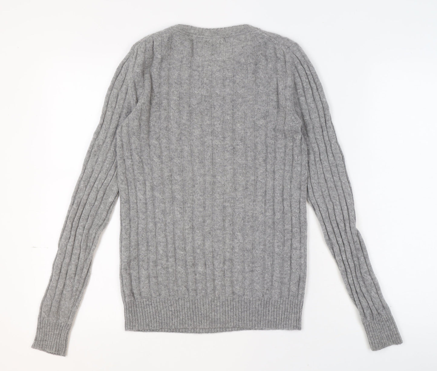 Massimo Dutti Men’s Grey Cashmere Cable-Knit Jumper Size S