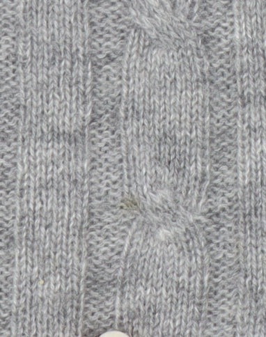 Massimo Dutti Men’s Grey Cashmere Cable-Knit Jumper Size S