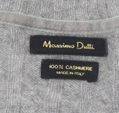 Massimo Dutti Men’s Grey Cashmere Cable-Knit Jumper Size S