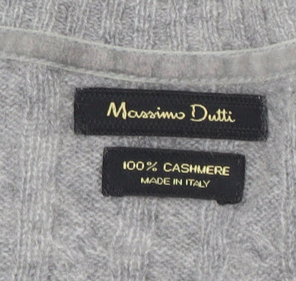 Massimo Dutti Men’s Grey Cashmere Cable-Knit Jumper Size S