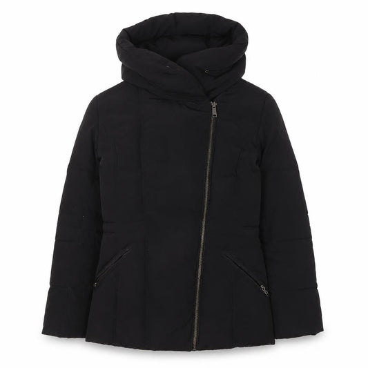 Front view of Betty Jackson Black Women's, size 10, Black Hooded Puffer Jacket