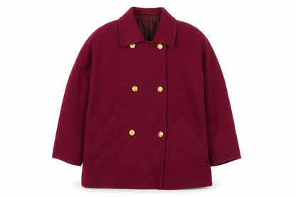Marks & Spencer Women’s Red Wool Pea Coat UK 14 Mid-Length Classic Style