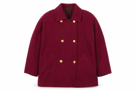 Marks & Spencer Women’s Red Wool Pea Coat UK 14 Mid-Length Classic Style