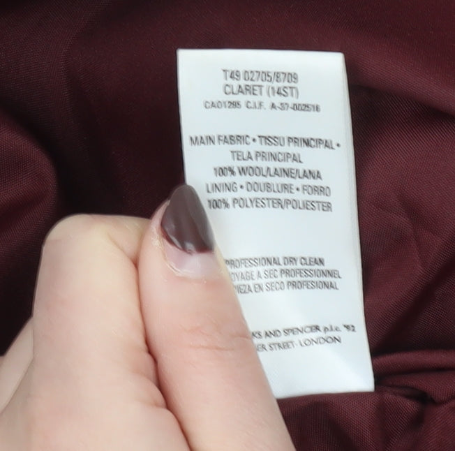 Womens UK Size 14 Marks and Spencer Red Pea Coat