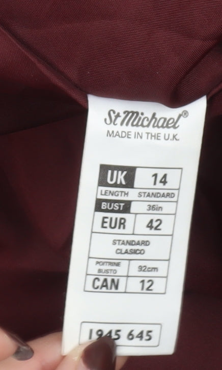 Womens UK Size 14 Marks and Spencer Red Pea Coat