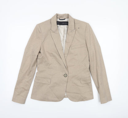 Womens UK Size S Zara Basic Regular Beige Blazer