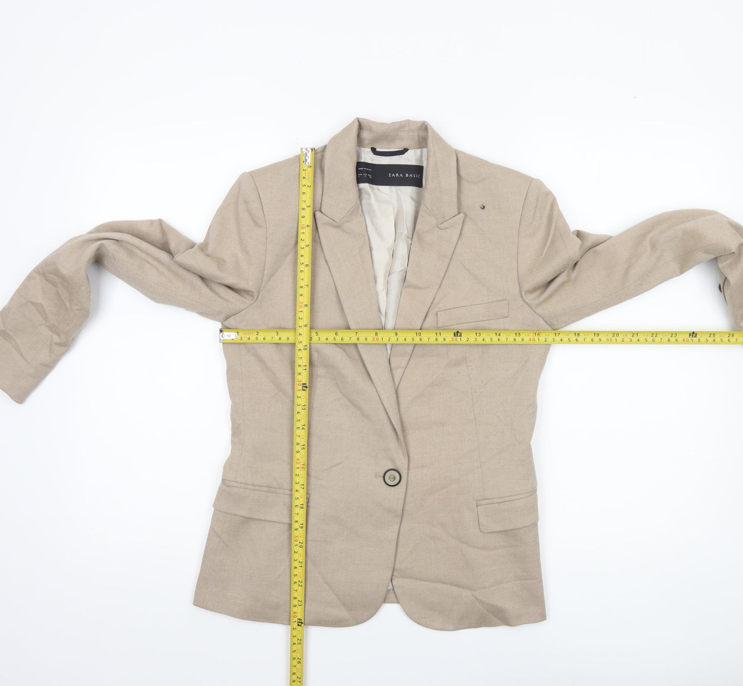 Womens UK Size S Zara Basic Regular Beige Blazer