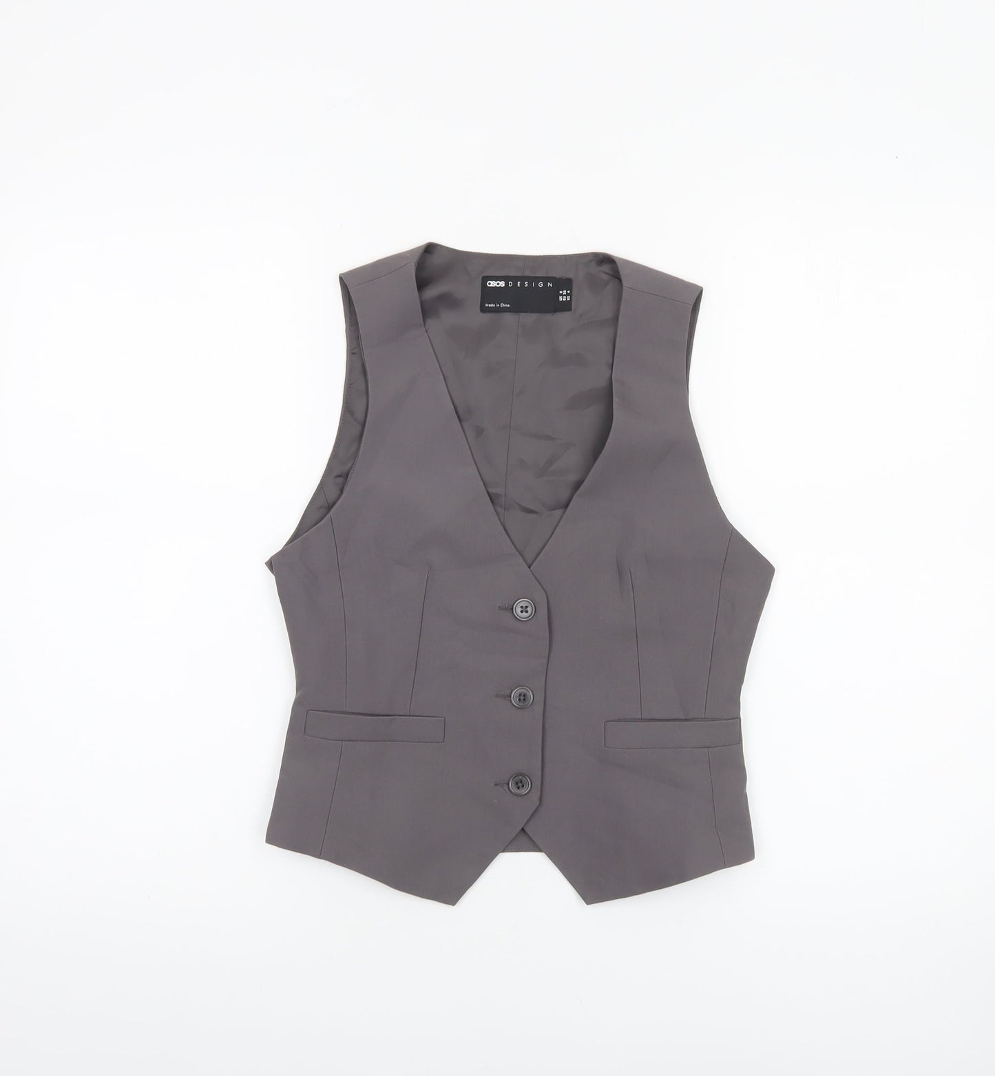 Womens UK Size 8 ASOS Design Regular Grey Suit Waistcoat