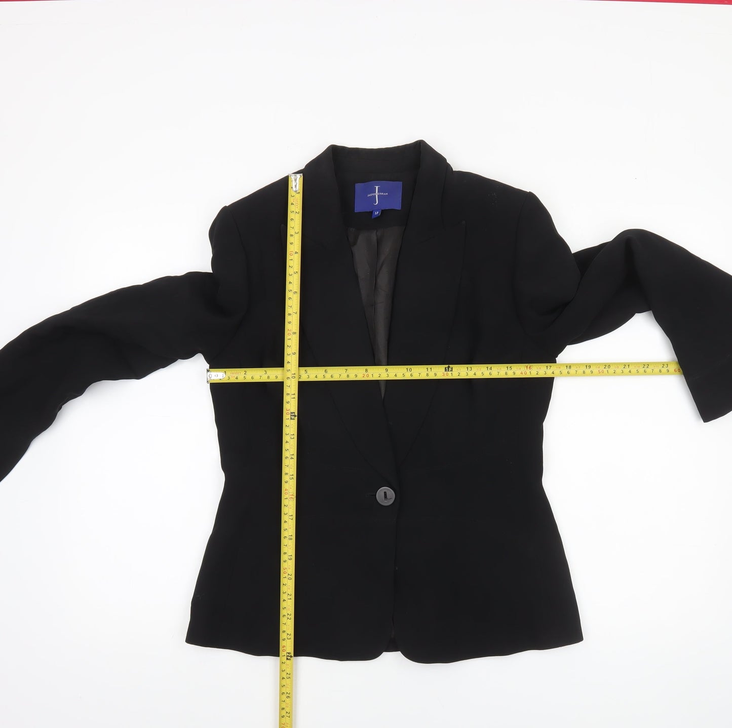 Jasper Conran Women's Black Wool Blend Single-Breasted Blazer Size 12