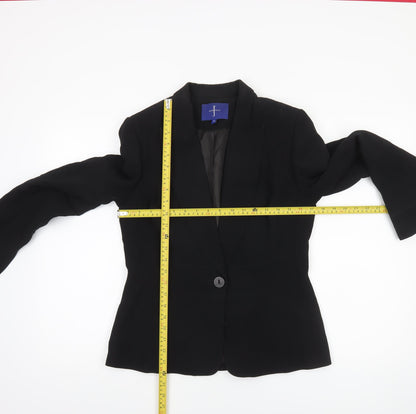 Jasper Conran Women's Black Wool Blend Single-Breasted Blazer Size 12
