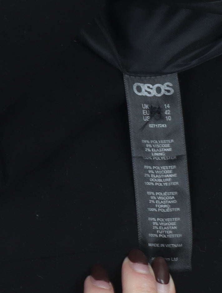 Womens UK Size 14 ASOS Black Overcoat
