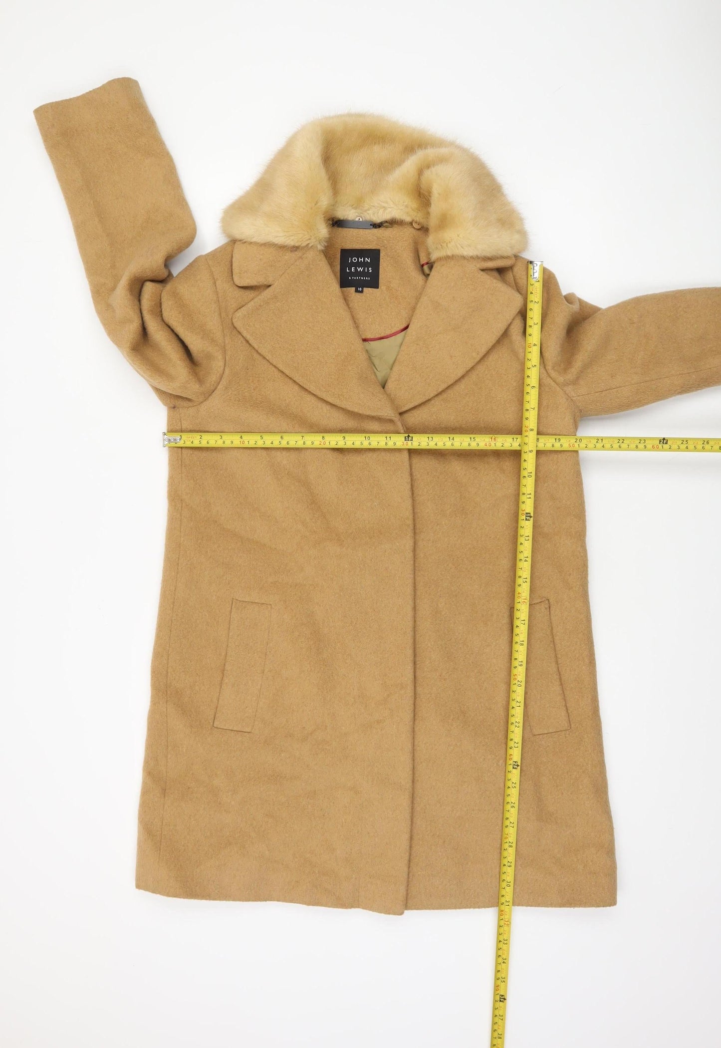 Womens UK Size 10 John Lewis & Partners Beige Overcoat