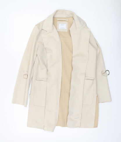 Womens UK Size XS Bershka Beige Overcoat