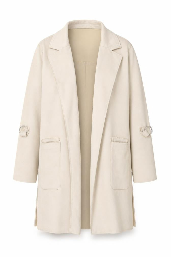 Womens UK Size XS Bershka Beige Overcoat