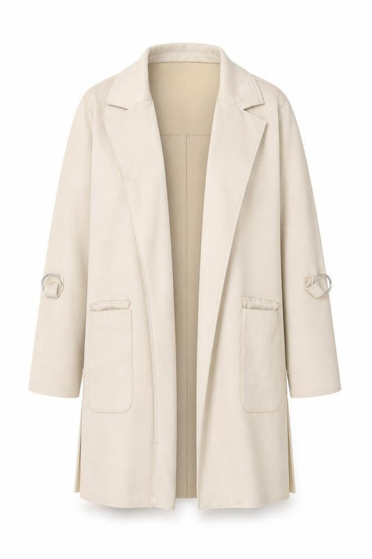 Womens UK Size XS Bershka Beige Overcoat