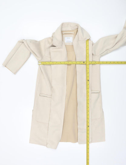 Womens UK Size XS Bershka Beige Overcoat
