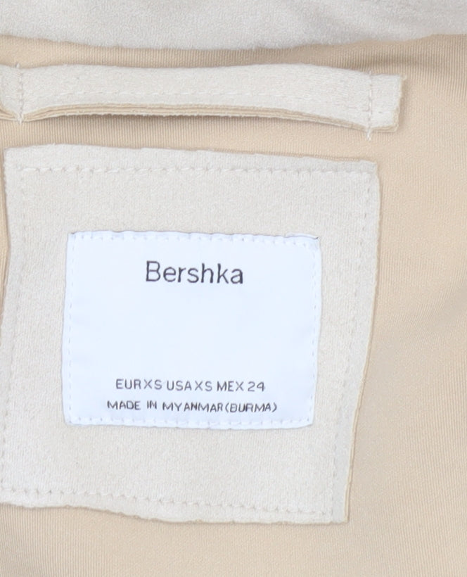 Womens UK Size XS Bershka Beige Overcoat