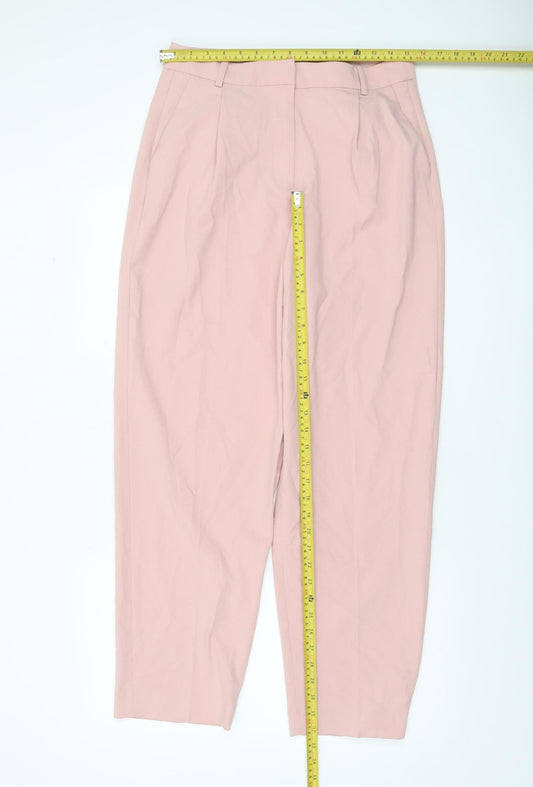 Womens UK Size 12 Warehouse Regular Fit Business Casual Workwear Pink Trousers