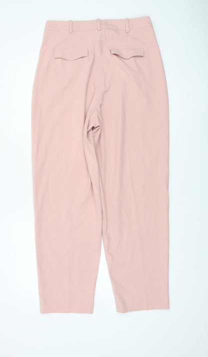 Womens UK Size 12 Warehouse Regular Fit Business Casual Workwear Pink Trousers
