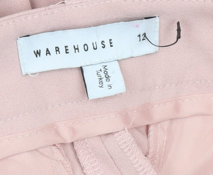Womens UK Size 12 Warehouse Regular Fit Business Casual Workwear Pink Trousers
