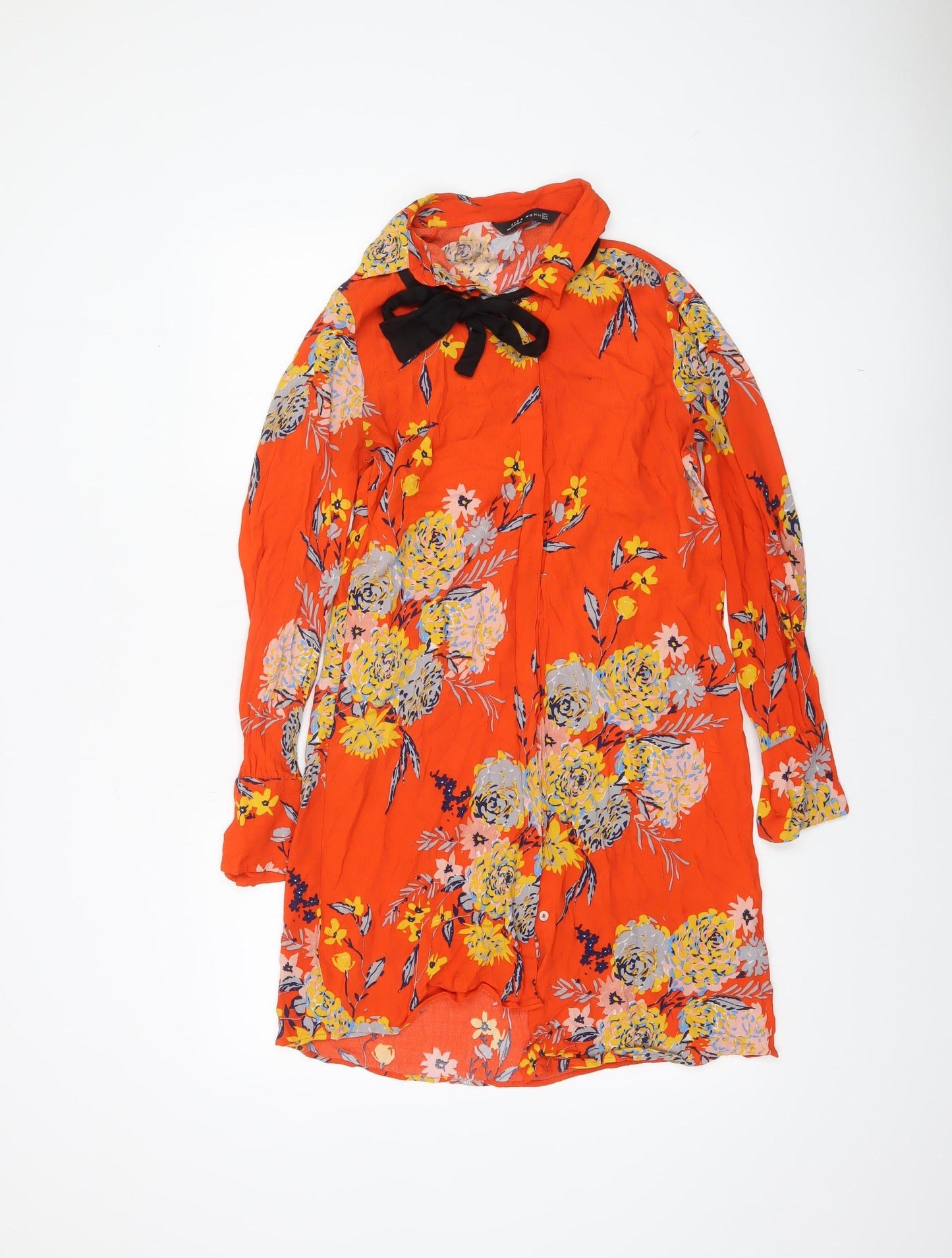Womens UK Size M Zara Orange Tunic Blouse