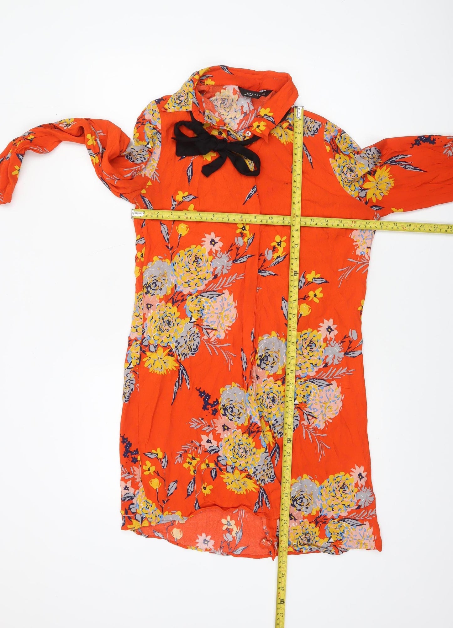 Womens UK Size M Zara Orange Tunic Blouse