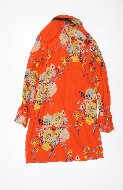 Womens UK Size M Zara Orange Tunic Blouse